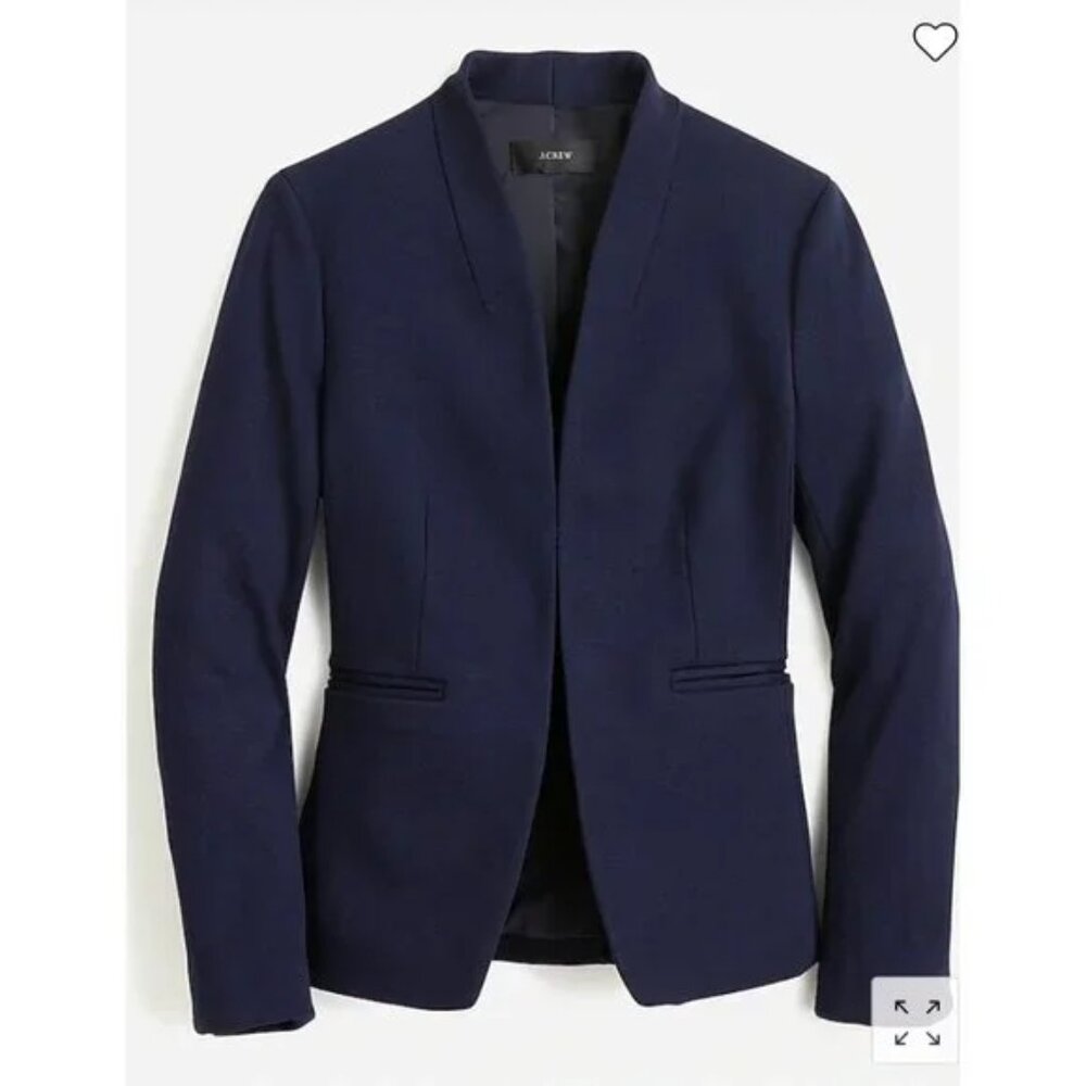 H2743 J. Crew collarless blazer navy blue size 2